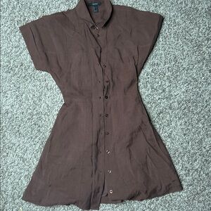 Forever 21 Brown Button-Front Mini Dress